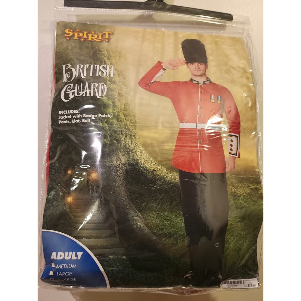 Spirit Halloween British Guard Adult Costume Red Jacket Pants Hat Belt XL - Picture 1 of 7
